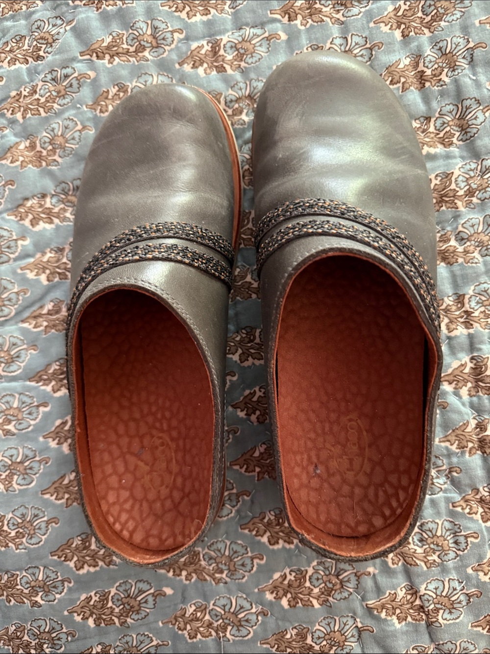 Chaco Brown Leather Slip-On Clog with Textured Insole